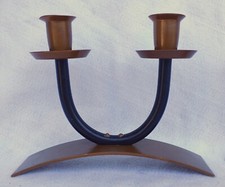 Vintage Pair Copper Art Deco Candlestick Candle Holders Candleholder  picture