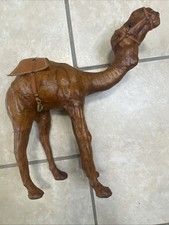 Leather Wrapped Dromedary Arabian Camel  Nativity Glass Eyes Decor Vintage 1950s picture