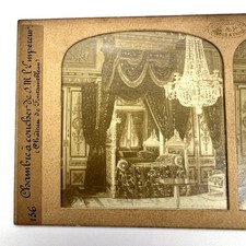 Chateau de Fontainebleau Emperor Bedroom Antique Stereoview Photo GAF Paris 156 picture