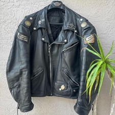 Harley-Davidson Black Leather Motorcycle Jacket Quilted Lining w/ Patches USA  picture