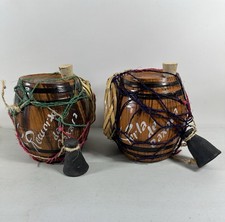 Vintage Cancun Mexico Terra Cotta 2pc Barrell Hand Painted Souvenir Decoration picture