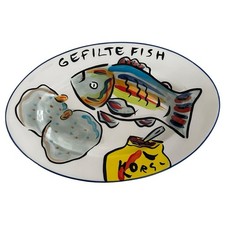 Avivi Judaica Imports Gefilte Fish Oval Serving Plate, David Heger 2005 picture