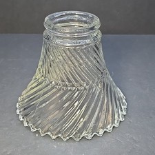 Vntg Small Ribbed Glass Shade 4