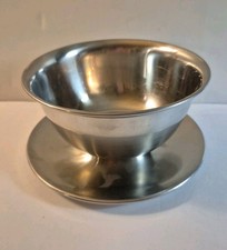 Vintage Stainless Steel Gravy/Sauce Bowl w/ Attached Drip Plate - Japan picture