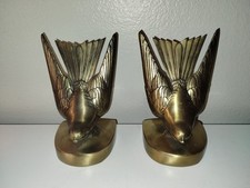 Vintage PM Craftmans Brass Bird Bookends Art Nouveau Set of 2 PMC picture