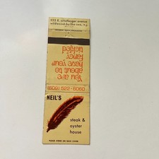 Neil's Steak & Oyster House NJ Vintage Matchbook Cover TMB87-5 picture