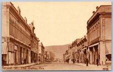 Postcard OR The Dalles Oregon Second Street Sepia OWR&N Railroad P19J picture