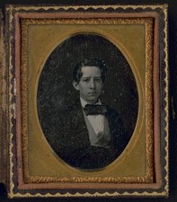 Photo:Rochester New York 1850s Unidentified Young Man Portrait Bowtie Vest picture