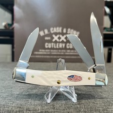 Case Medium Stockman, Nice Rough White Synthetic, Stars & Stripes Shield, NIB picture