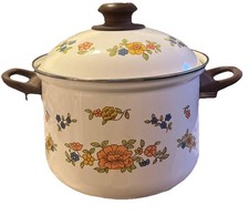 Vintage Summer Garden Enamel Floral Lidded Pot picture
