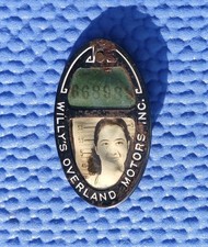 WWII Willys Overland Motors Inc Photo Employee ID badge #668988- Green picture