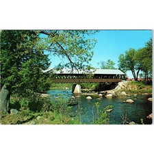 Contoocook River Bridge New Hampshire Vintage Covered Bridge Postcard PC15 picture
