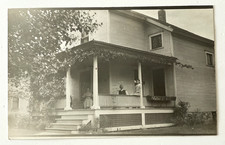 RPPC Man Woman & Child On Porch Clapboard House Real Photo Postcard ca 1912 VG+ picture