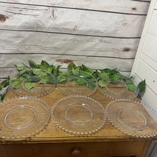 6 Imperial Glass Crystal Candlewick Clear Beaded Edge 8 1/4
