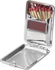Metal Match Box Case Stainless Steel Matchboxes Matchstick Holder with Friction picture