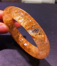 56.5mm Top Natural Rutilated Quartz Healing Crystal Bracelet Reiki Gift picture