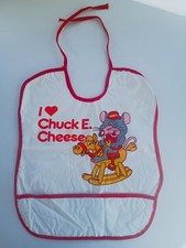 VTG 1970's Chuck E. Cheese Vinyl Trough Bib Tie Neck Original Mouse RARE READ picture