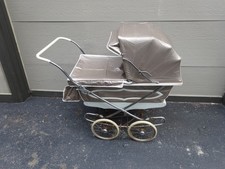 ANTIQUE VINTAGE ORIGINAL CUSTOM BILT-RITE SILVER BABY STROLLER CARRIAGE BUGGY picture