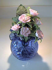 (6) VINTAGE PORCELAIN BOUQUET OF ROSES WITH MATERIAL LEAVES picture