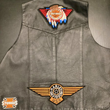 Harley-Davidson Black Leather Vest w/ 2004 Sturgis Rally Patches picture
