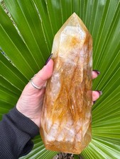 2.7 lb Large Golden Healer Quartz Tower Hematoid Crystal Obelisk Display Rock picture