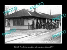 OLD LARGE HISTORIC PHOTO OF STITTVILLE NEW YORK THE RAILROAD DEPOT STATION 1910 picture
