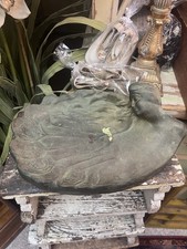 ANTIQUE JENNINGS BROTHERS ART NOUVEAU LADY PLAQUE ART STATUE PEACOCK VANITY TRAY picture