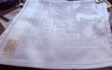 8 Le Jacquard Francais Large White Jacquard Dinner Napkins “Deauville” B282 picture