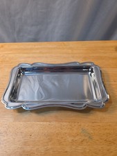 Irvinware Chrome Serving Tray Scalloped Edge Mid Century Made in USA 8 In picture