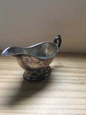 Silver Sheffield Reproduction Gravy Boat Old Sauce Serving Handle Pitcher Bowl picture