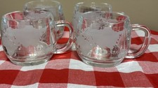 Vintage Nestlé Nescafé World Globe Map Glass Coffee Mugs Set of 4 1970s picture