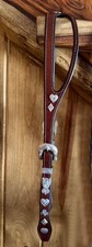 BEAUTIFUL Old Style SILVER  CARD SUIT  COWBOY Split Ear Headstall By Pedrini picture