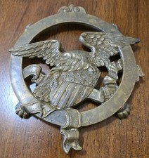 VINTAGE  EAGLE DESIGN Brass  Trivet  With Claw Feet  #A6430  picture