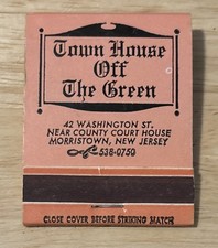 Unused Morristown New Jersey NJ Town House Off the Green Vintage Matchbook picture