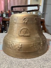 RARE 19th c. Large Bronze Swiss Cow Bell foundry marked 7