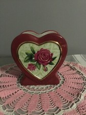 Valentine Heart Ceramic Planter Dark Pink Heart Shaped Burton & Burton Georgia picture