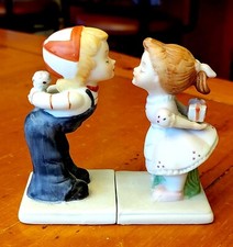 Vintage “Boy & Girl Kissing” Porcelain Bisque Figurines picture