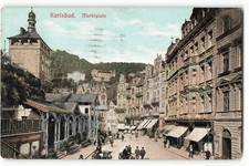 Karlsbad. - Marktplatz in Karlovy Vary, Czech Republic VTG Postcard VPC2. picture