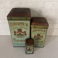 Rare Set of 3 Vintage Droste’s Haarlem Holland Tin Boxes-Dutch Cocoa Free Sample picture