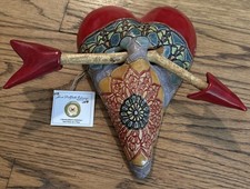 Laurie Pollpeter Eskenazi - Indian Summer - Ceramic Wall Heart With Arrow NWT picture