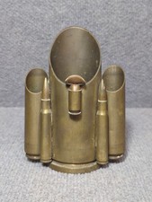 WW2 WWII Antique Brass Trench Art Pen Holder Bullet Shell 40 mm 1943 Military US picture
