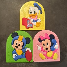 Lot Of 3 VTG 80s Disney Baby Mickey Donald Minnie Hard Plastic 3D Puzzle By Arco picture
