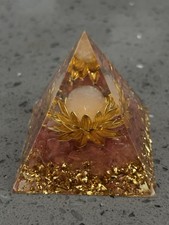 Pyramid Acrylic Paperweight with Gold Flower Scene picture