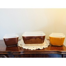 Vintage Pyrex Old Orchard Refrigerator Set 7 piece with clear trailing platter picture
