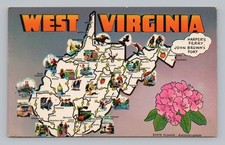 Postcard West Virginia Tourism Map c1965 picture