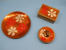 3 PIECE SET-VINTAGE CIGARETTE LIGHTER, ASHTRAY & BOX 1950's picture
