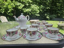 Salisbury Bone China Tea Set Teapot w/ Lid Cups Saucers Plates Roses MPN 1948 picture
