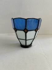 VTG Blue White Stained Glass Tiffany Style Lamp Shade 5
