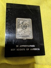 Vintage 1967 Boy Scout World Jamboree Idaho Pin Encased In Resin picture
