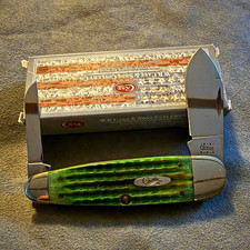 2000 Case XX RARE LIMITED #005 6270 SS 2-Blade Burnt Green Bone Sleeveboard picture
